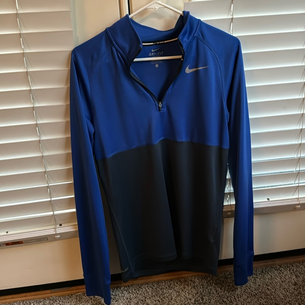 Medium blue and gray Nike running jacket